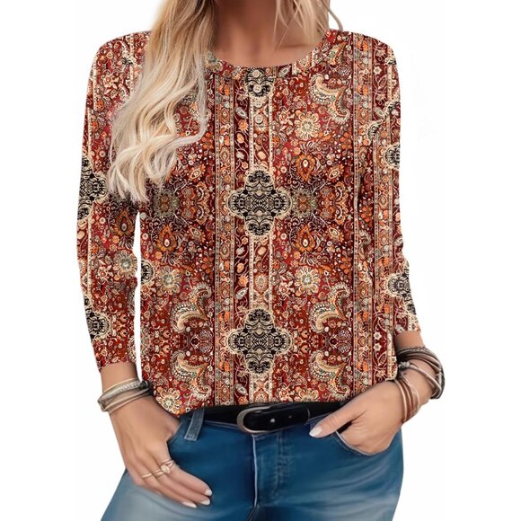 Tops - Long Sleeve Women's Henley Shirt Polyester Spandex Loose Fit Casual Tops